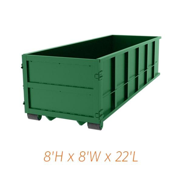 our 40-yard dumpsters can be used for construction debris, household waste, and yard waste